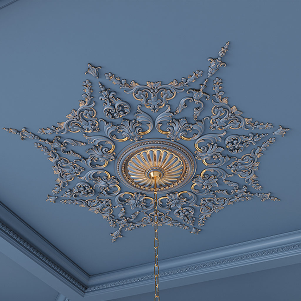 Large Wood Ceiling Medallions Floral Openwork Composition